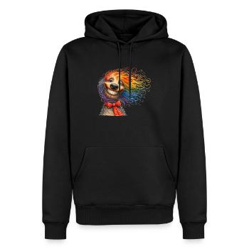 Chien heureux - Sweat à capuche Premium bio Homme - noir - Devant - Nico (187cm)