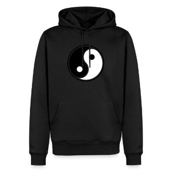 Impression graphique Yin Yang authentique - Sweat à capuche Premium bio Homme - noir - Devant - Nico (187cm)