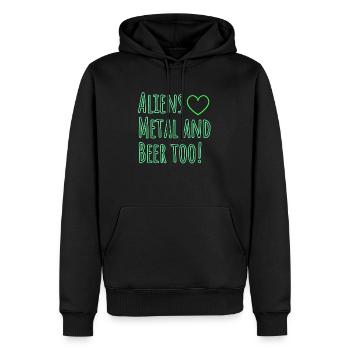 Aliens love Metal and Beer too - Männer Premium Bio Hoodie - Schwarz - Vorne - Nico (187cm)