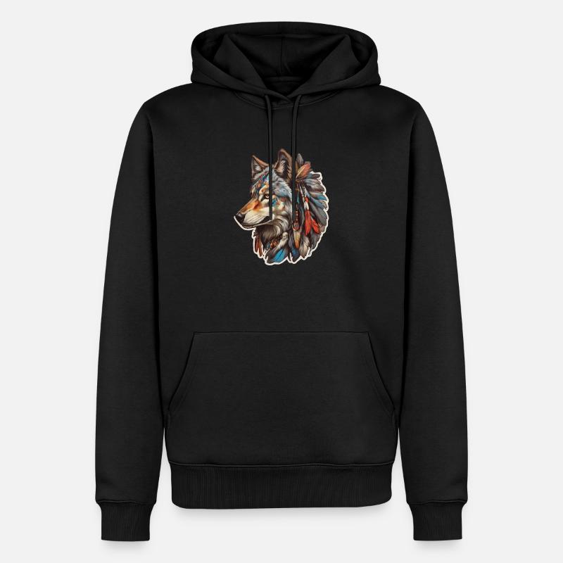 Indiens loups - Sweat à capuche Premium bio Homme - noir