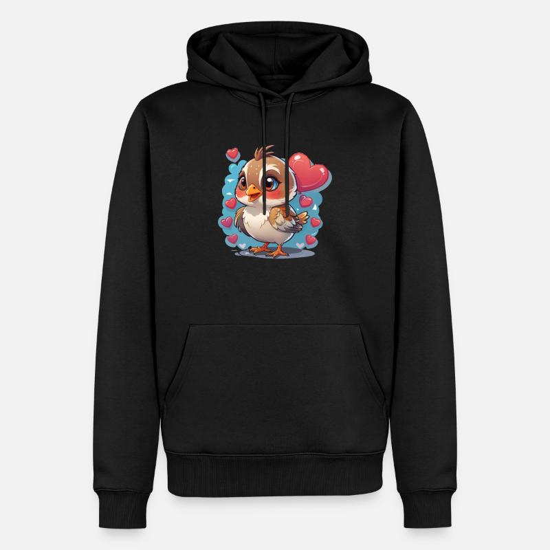 Oiseau Sweet Hearts - Sweat à capuche Premium bio Homme - noir