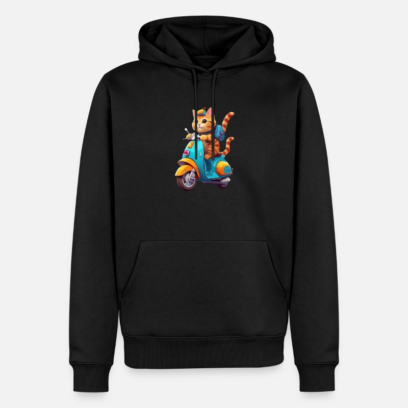 Cat Rides Scooter - Sweat à capuche Premium bio Homme - noir