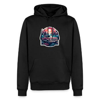 voiture vintage americaine et sportive - Sweat à capuche Premium bio Homme - noir - Devant - Nico (187cm)