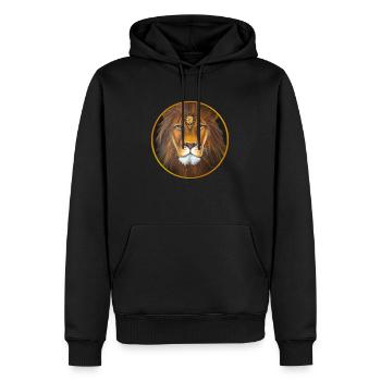 LION - Men’s Premium Organic Hoodie - black - Front - Nico (187cm)