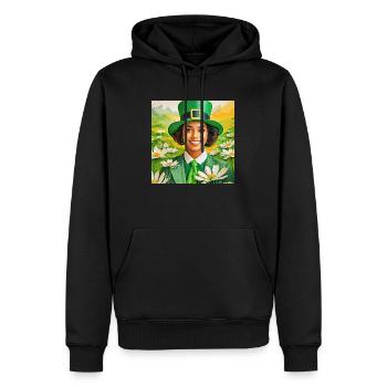 image saint patrick - Sweat à capuche Premium bio Homme - noir - Devant - Nico (187cm)