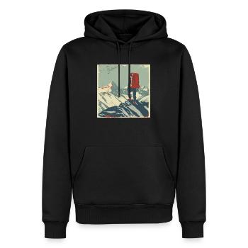 Randonnée, Randonnée, Montagnes, Nature, Camping, Sommet, Alpes - Sweat à capuche Premium bio Homme - noir - Devant - Nico (187cm)
