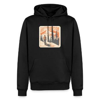 Wandern Hiking Berge Natur Camping Gipfel Alpen - Männer Premium Bio Hoodie - Schwarz - Vorne - Nico (187cm)