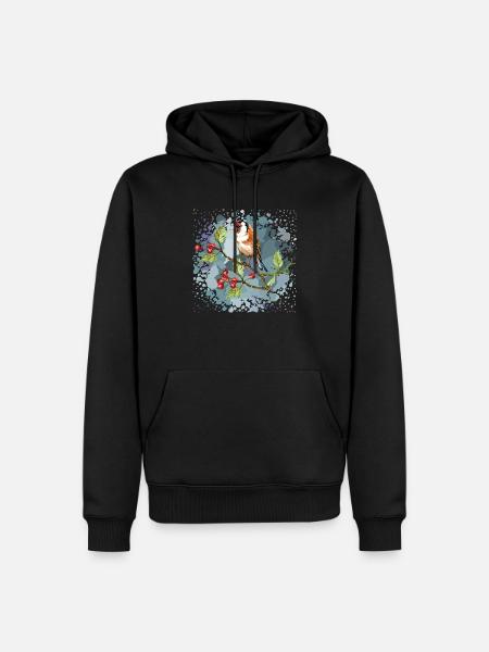 Bunter Vogel - Männer Premium Bio Hoodie - Schwarz