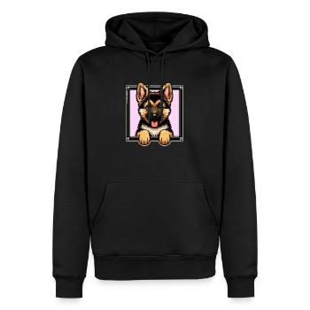 German Shepherd Pup - Men’s Premium Organic Hoodie - black - Front - Nico (187cm)