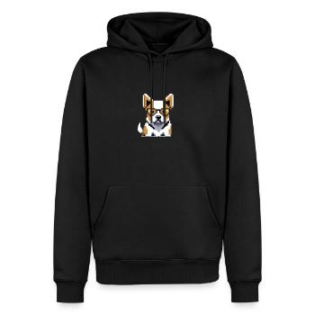 Pixo le chien à lunettes - Sweat à capuche Premium bio Homme - noir - Devant - Nico (187cm)
