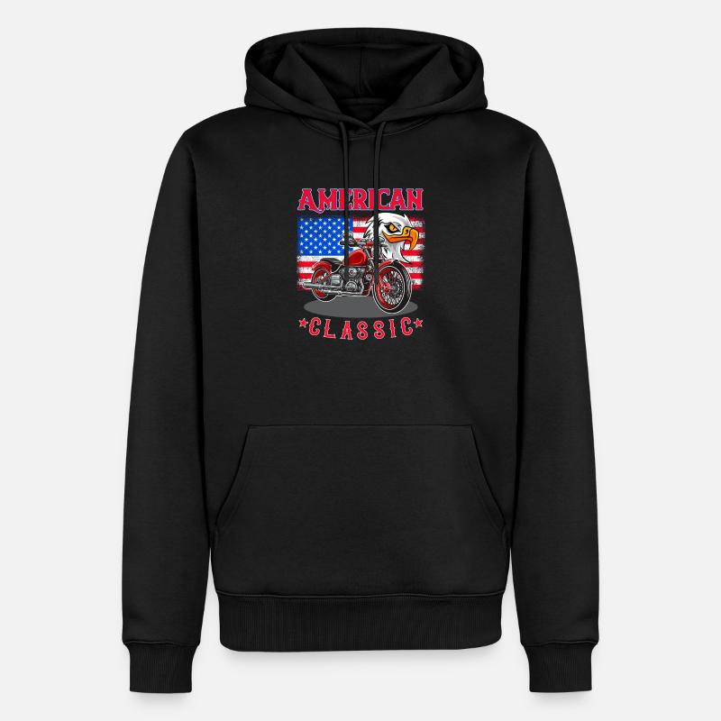 MADFOXX - Amerika Classics Bikes - Männer Premium Bio Hoodie - Schwarz