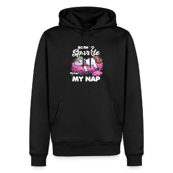 Né pour Sparkle Licorne de dessin animé - Sweat à capuche Premium bio Homme - noir - Devant - Nico (187cm)