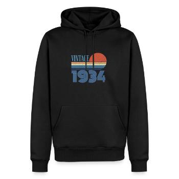 vintage 1934 - Sweat à capuche Premium bio Homme - noir - Devant - Nico (187cm)