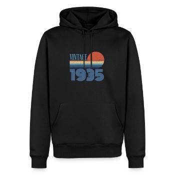 vintage 1935 - Sweat à capuche Premium bio Homme - noir - Devant - Nico (187cm)