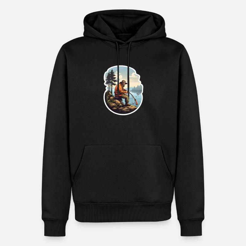 Pêcheur à la ligne - Sweat à capuche Premium bio Homme - noir