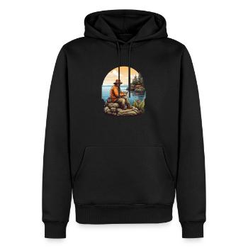 Pêcheur à la ligne - Sweat à capuche Premium bio Homme - noir - Devant - Nico (187cm)