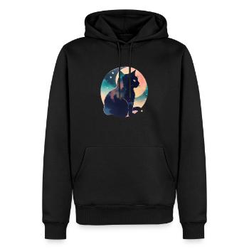 Katze in den Sternen - Männer Premium Bio Hoodie - Schwarz - Vorne - Nico (187cm)