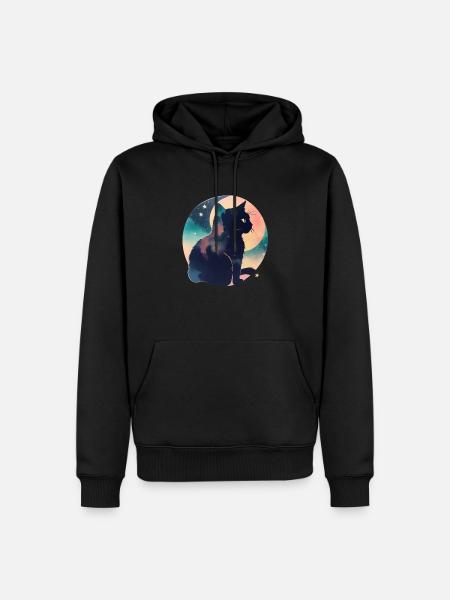 Katze in den Sternen - Männer Premium Bio Hoodie - Schwarz