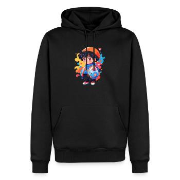 Manga Junge - Männer Premium Bio Hoodie - Schwarz - Vorne - Nico (187cm)