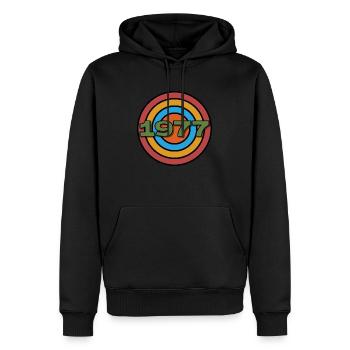 Established 1977 Classic original birthday gift - Men’s Premium Organic Hoodie - black - Front - Nico (187cm)