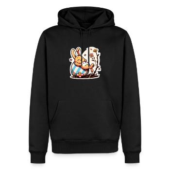 Lapin de Pâques paresseux et mignon - Sweat à capuche Premium bio Homme - noir - Devant - Nico (187cm)