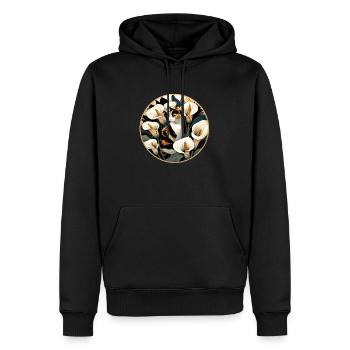 Calla Lily Chat calicot - Sweat à capuche Premium bio Homme - noir - Devant - Nico (187cm)