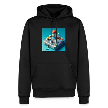 Joystick 8 - Männer Premium Bio Hoodie - Schwarz - Vorne - Nico (187cm)