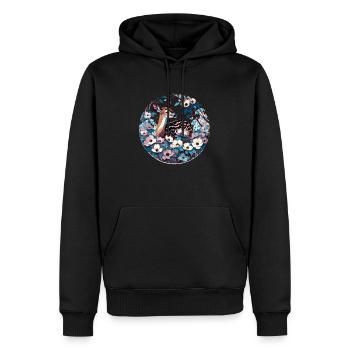 Fauve dans le cornouiller - Sweat à capuche Premium bio Homme - noir - Devant - Nico (187cm)