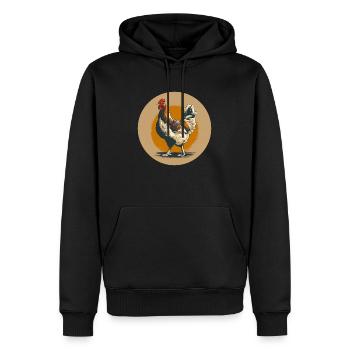 Hahn mit rotem Kamm - Männer Premium Bio Hoodie - Schwarz - Vorne - Nico (187cm)