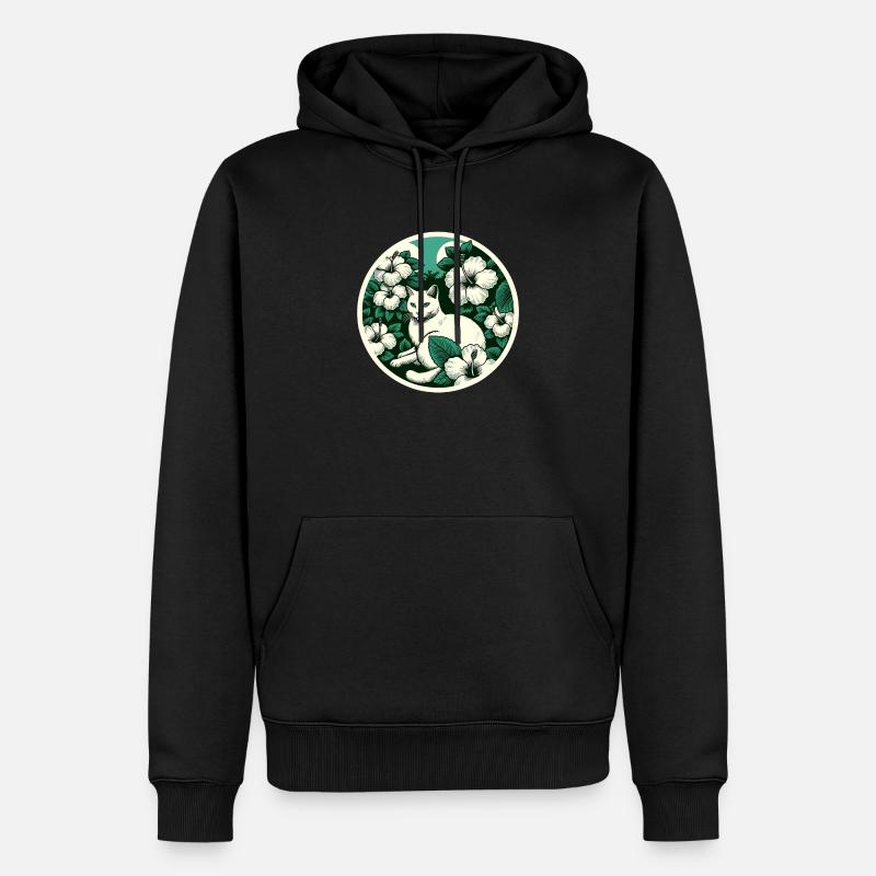 Fleurs de chat blanc - Sweat à capuche Premium bio Homme - noir