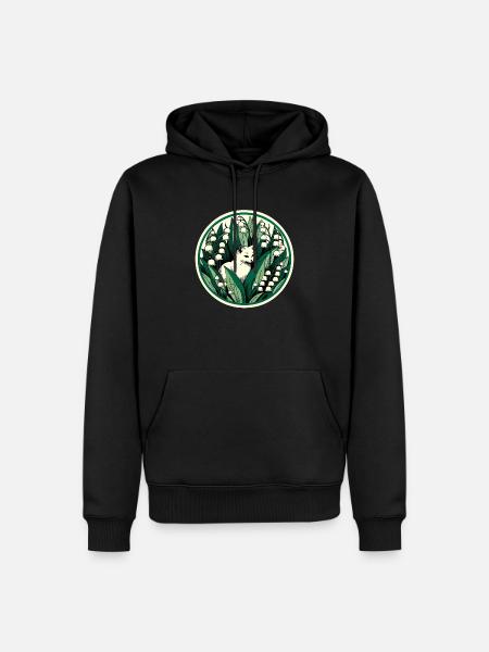 Chat chat blanc du muguet - Sweat à capuche Premium bio Homme - noir