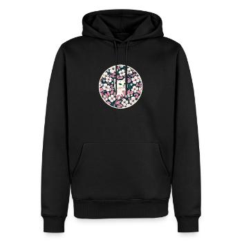 White Cat Flowers - Men’s Premium Organic Hoodie - black - Front - Nico (187cm)
