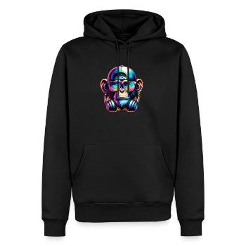 Monkey Headset Music - Männer Premium Bio Hoodie - Schwarz - Vorne - Nico (187cm)