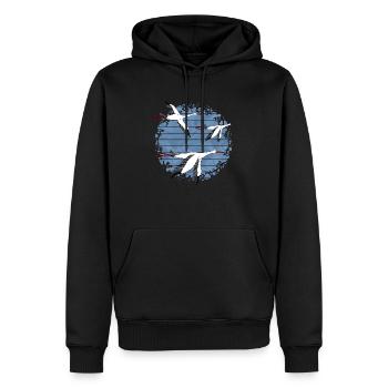 Störche - Männer Premium Bio Hoodie - Schwarz - Vorne - Nico (187cm)
