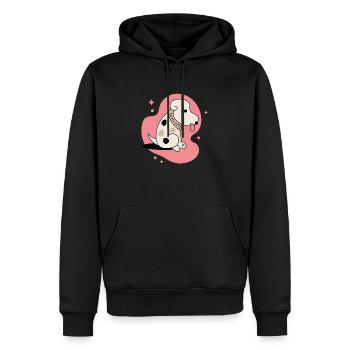 Chien chiot mignon assis avec toungue out amant des animaux - Sweat à capuche Premium bio Homme - noir - Devant - Nico (187cm)