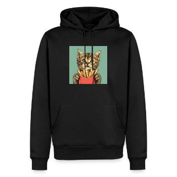 Katze - Männer Premium Bio Hoodie - Schwarz - Vorne - Nico (187cm)