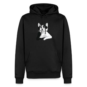 Katze chat bande dessinée Kunst Meow Miau - Sweat à capuche Premium bio Homme - noir - Devant - Nico (187cm)