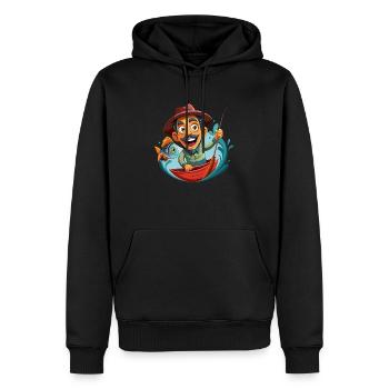 Born to fish - Männer Premium Bio Hoodie - Schwarz - Vorne - Nico (187cm)