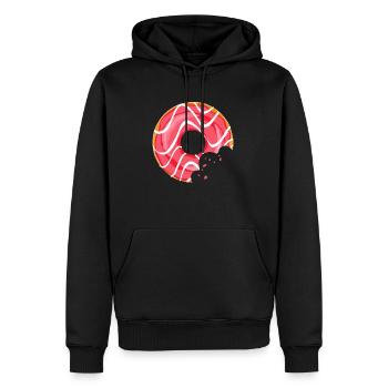 donut croquer manger boucher patisserie 120 4 Q - Sweat à capuche Premium bio Homme - noir - Devant - Nico (187cm)