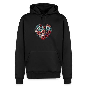 Hibiskus - Männer Premium Bio Hoodie - Schwarz - Vorne - Nico (187cm)