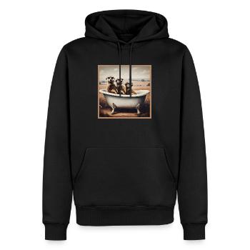 Erdmännchen in der Badewanne - Männer Premium Bio Hoodie - Schwarz - Vorne - Nico (187cm)