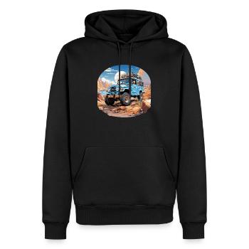 Vintage Off-Road Car in the Dessert - Men’s Premium Organic Hoodie - black - Front - Nico (187cm)