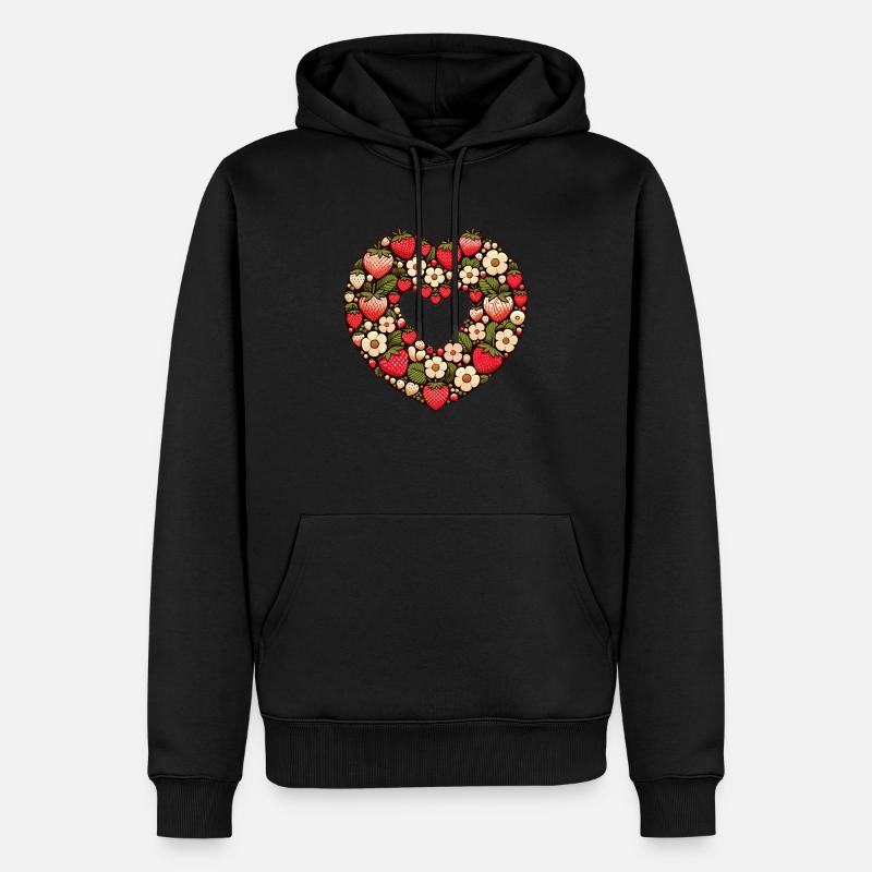 Erdbeeren - Männer Premium Bio Hoodie - Schwarz