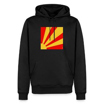 BLOW UP MOVIE: POP ART CUSHION 'SUNBURST' - Men’s Premium Organic Hoodie - black - Front - Nico (187cm)