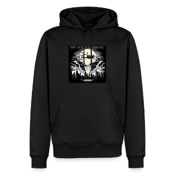 Vélo cargo dans le style Bat-Signal, vélo cargo - Sweat à capuche Premium bio Homme - noir - Devant - Nico (187cm)