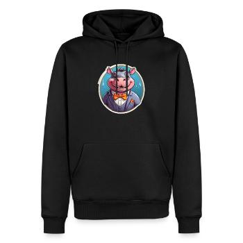 Lustiges Comic Nilpferd - Männer Premium Bio Hoodie - Schwarz - Vorne - Nico (187cm)