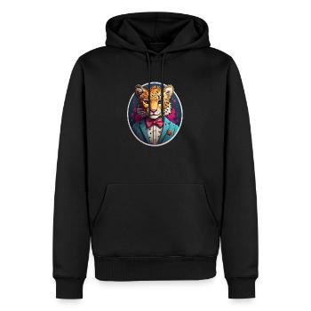 Léopard comique drôle - Sweat à capuche Premium bio Homme - noir - Devant - Nico (187cm)