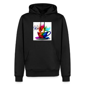 Tasses à café colorées 3 - Sweat à capuche Premium bio Homme - noir - Devant - Nico (187cm)