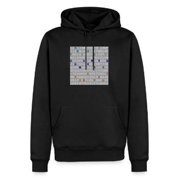 Freiheit, Demokratie und Vielfalt im Letter-Mix. - Männer Premium Bio Hoodie - Schwarz - Vorne - Nico (187cm)