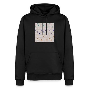 Freiheit, Demokratie und Vielfalt im Letter-Mix. - Männer Premium Bio Hoodie - Schwarz - Vorne - Nico (187cm)